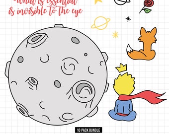 957 - The Little Prince pack bundle SVG, EPS,PNG- The Little Prince phrases clipart Vector. The Little Prince dtf. The Little Prince's icons