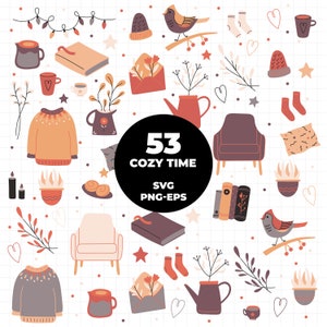 1419 - Cozy Doodle clipart /Cozy time Clipart/leaves Clipart/autumn leaves printable/scrapbook cliparts/Instant Download/Commercial use