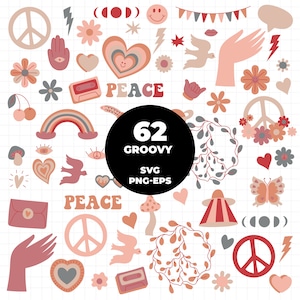 1435 -Retro Clipart/Boho Hippie Clipart  Clipart/Groovy cliparts/scrapbook cliparts/Instant Download/Commercial use/Erin Condren