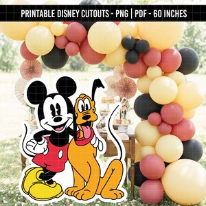 4430 - Musse Pigg & Pluto utklippsbild PNG PDF 60" stor festdekoration, babyshower-födelsedagsbakgrund, utskrivbar Disney