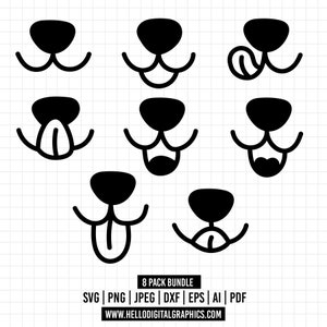1216 - Hondenneus SVG, EPS, PNG - kawaii hondenneuzen Clipart Vector. Puppyoren svg