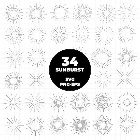 1375 - Circles & Starbursts round clip art clipart, digital borders frames tags, scrapbook cliparts, Sunburst clipart, sunburst svg
