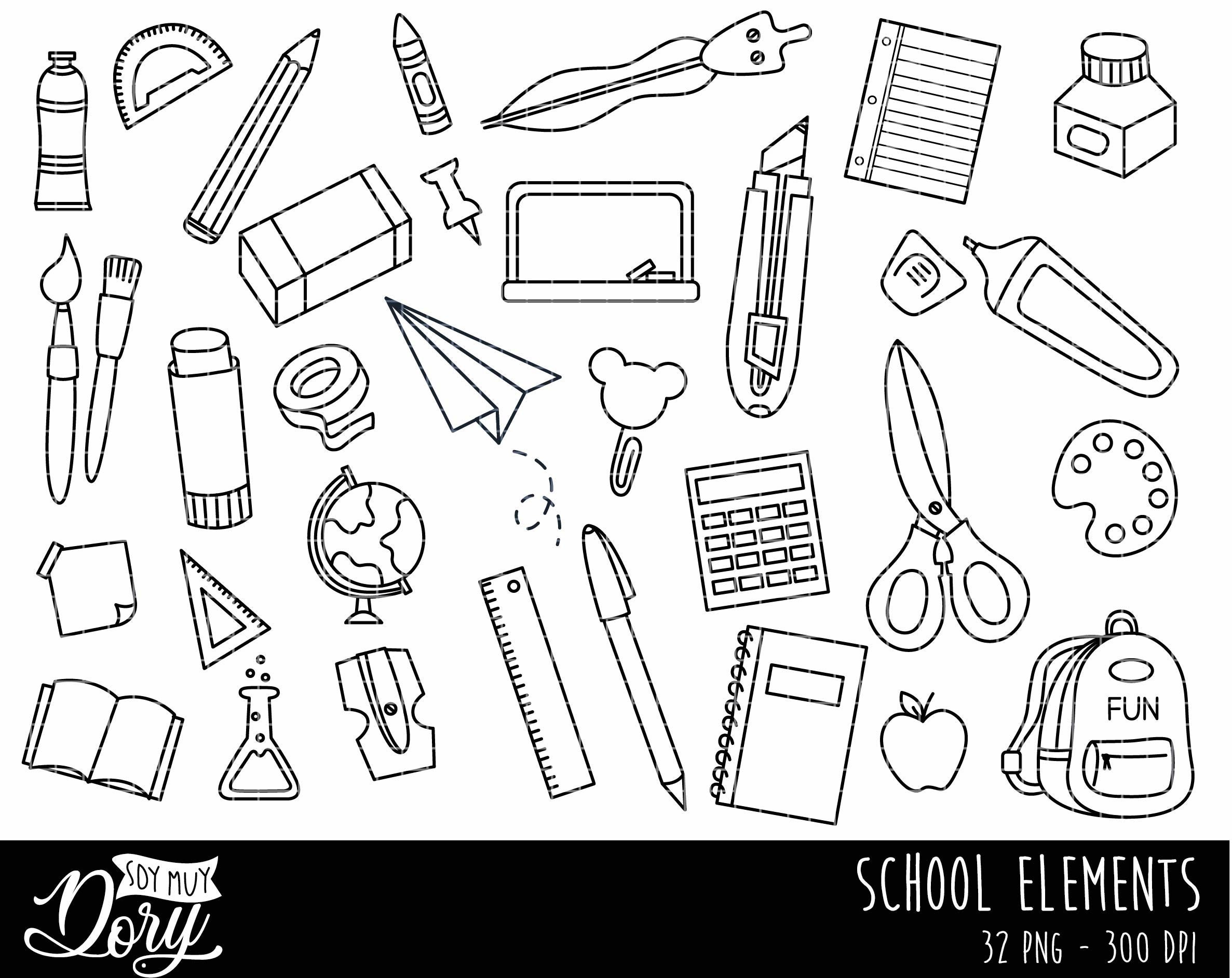 Art Supplies Clipart Art Supply Digital Stamps / Art Teacher Clipart / Art  School Doodles / Artist and Painting / School Supplies (Instant Download) 
