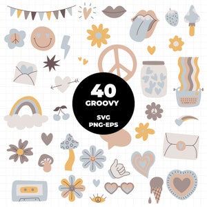 1432 -Retro Clipart/Boho Hippie Clipart  Clipart/Groovy cliparts/scrapbook cliparts/Instant Download/Commercial use/Erin Condren
