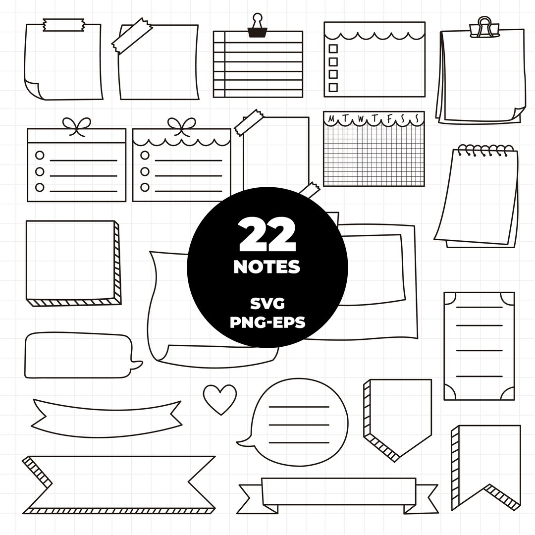 916 - Notes SVG, PNG, EPS - Notes and Resources for Bullet Journal ...