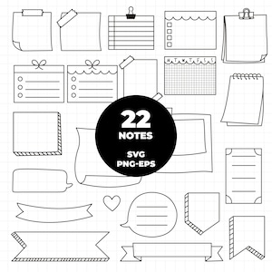 916 - Notes SVG, PNG, EPS - Notes et ressources pour Bullet Journal Clipart Vector, Bullet Journal svg, clipart bujo. Notes dtf