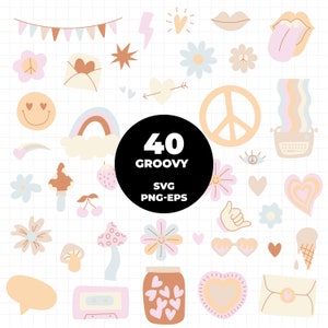 1431 -Retro Clipart/Boho Hippie Clipart  Clipart/Groovy cliparts/scrapbook cliparts/Instant Download/Commercial use/Erin Condren
