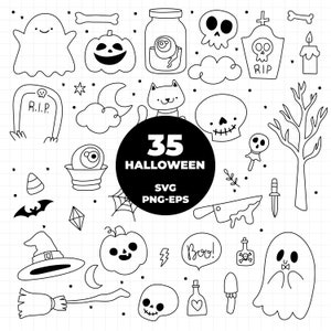 1402 - Halloween Doodles clipart, Pumpkin Clipart, halloween Clipart, halloween svg, halloween doodles svg