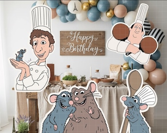 4770 - Paquete de Ratatouille, recorte PNG PDF, decoración grande para fiestas de 60 pulgadas, fondo para baby shower, imprimible de Disney