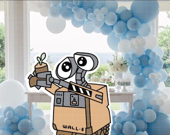 4840 - Wall-e Recortable PNG PDF 60" Decoración grande para fiesta, fondo de cumpleaños para baby shower, imprimible Disney