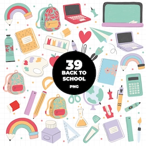 921 - Clipart de garabatos de regreso a la escuela (formato PNG). Recursos para clipart de regreso a la escuela. Recursos para maestros png. Clipart escolar