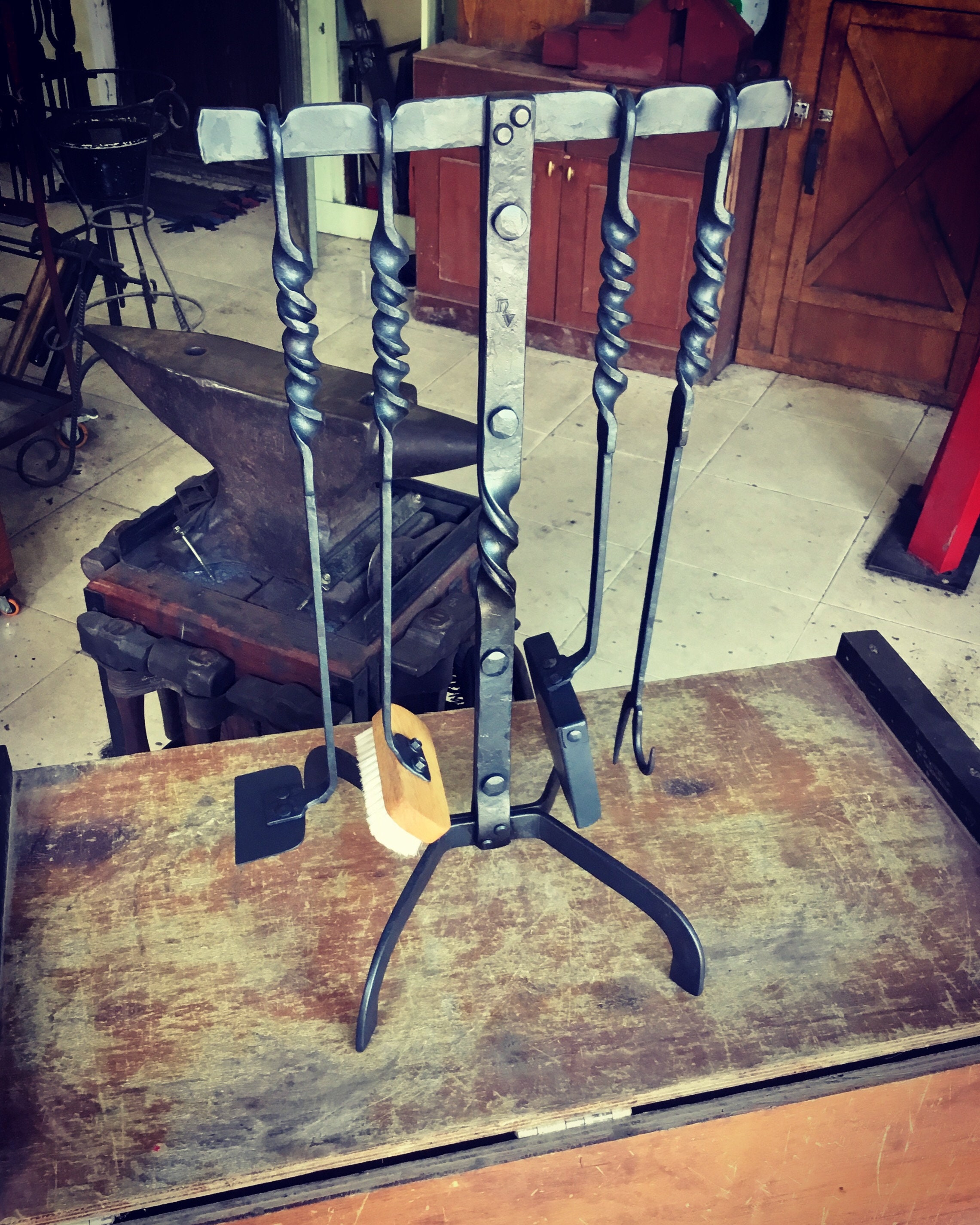 Fireplace / Wood Furnace / Wood Stove Tools Four Piece Set Etsy
