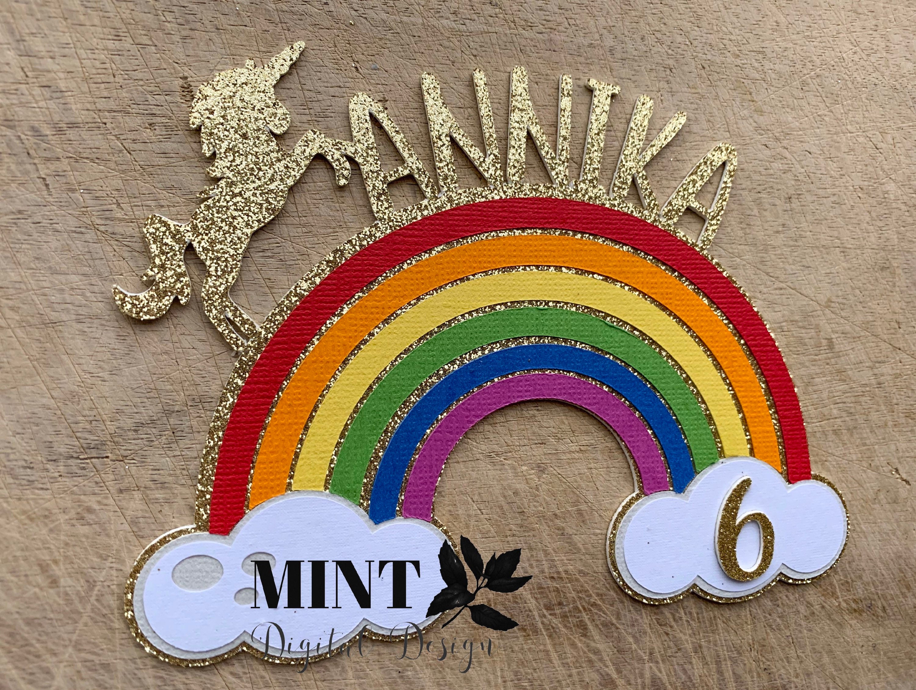 unicorn rainbow cake topper etsy