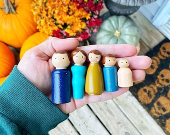 Jewel Tone Peg Doll Family | Doll House Family