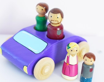 Hand-painted Wooden Car | Simple Peg Doll Car