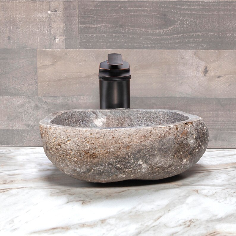 River Stone Vessel Sink Medium Etsy