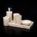 CTG Set 3 Accessori Bagno In Finto Marmo Bianco - Dispenser, Portasapone E Portaspazzolino