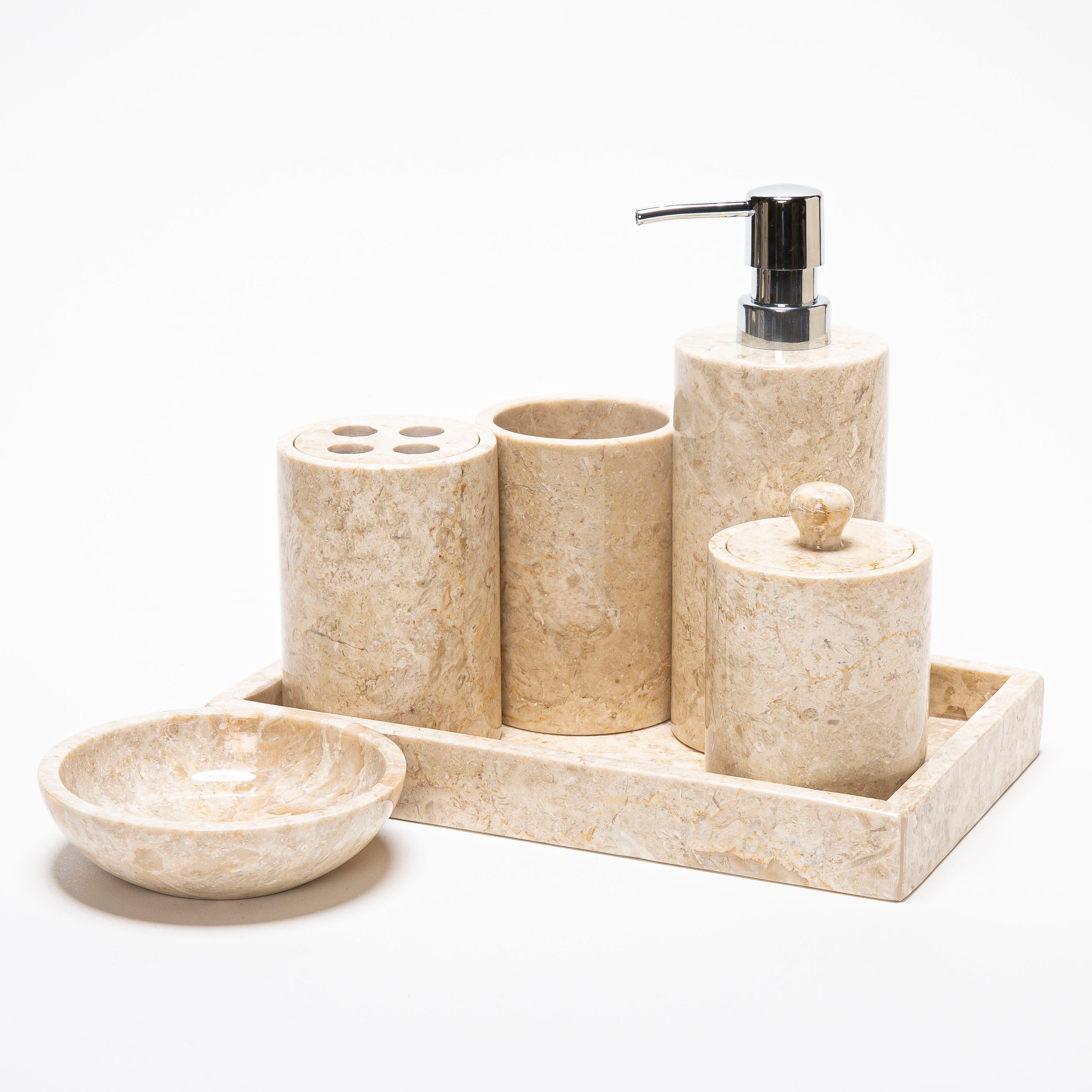 Kurrajong Farmhouse Juego completo de accesorios de baño de 5 piezas |  Juego de accesorios de baño de mármol sintético y blanco | Caja de  pañuelos