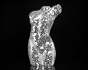 Mosaic Mirrored Woman Mannequin Bust 16"
