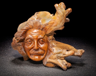 Albert Einstein Reclaimed Teak Root Carving