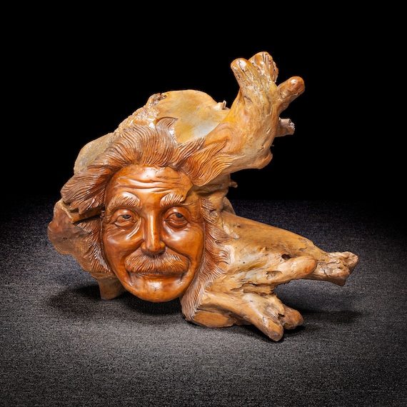 Albert Einstein Reclaimed Teak Root Carving