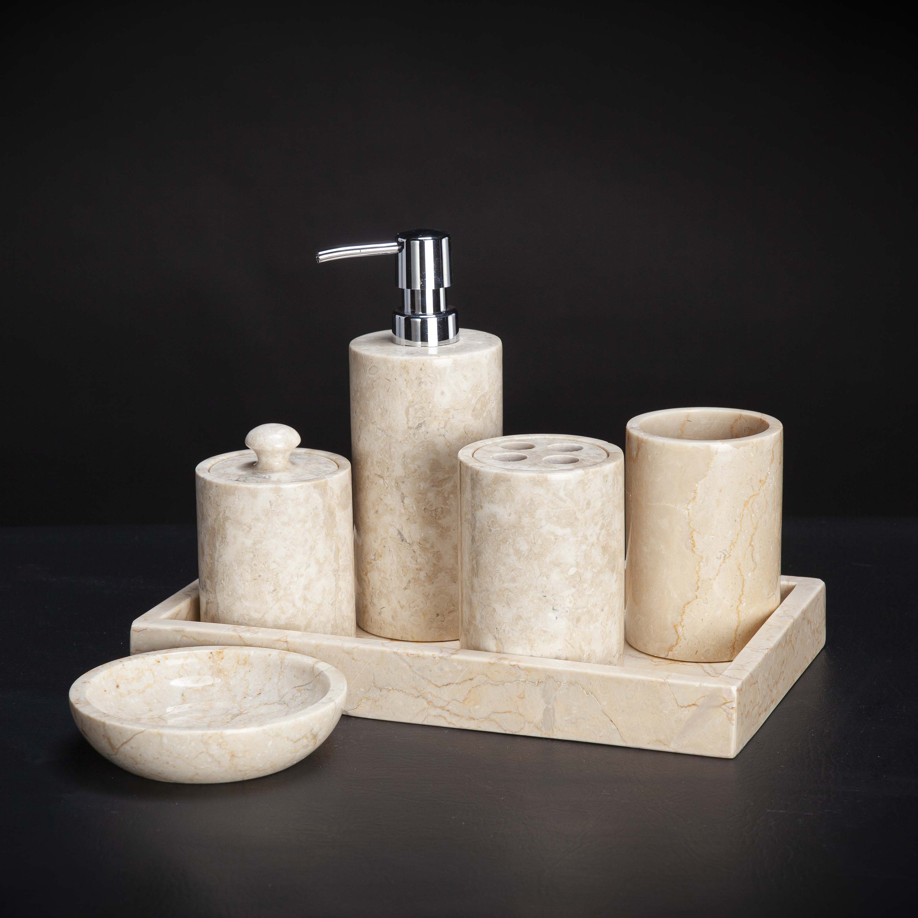 Marble Bathroom Kitche Sinks Soap Dispenser Tray Set For Home Pack