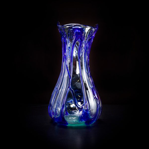 Blue Glass Vase Etsy