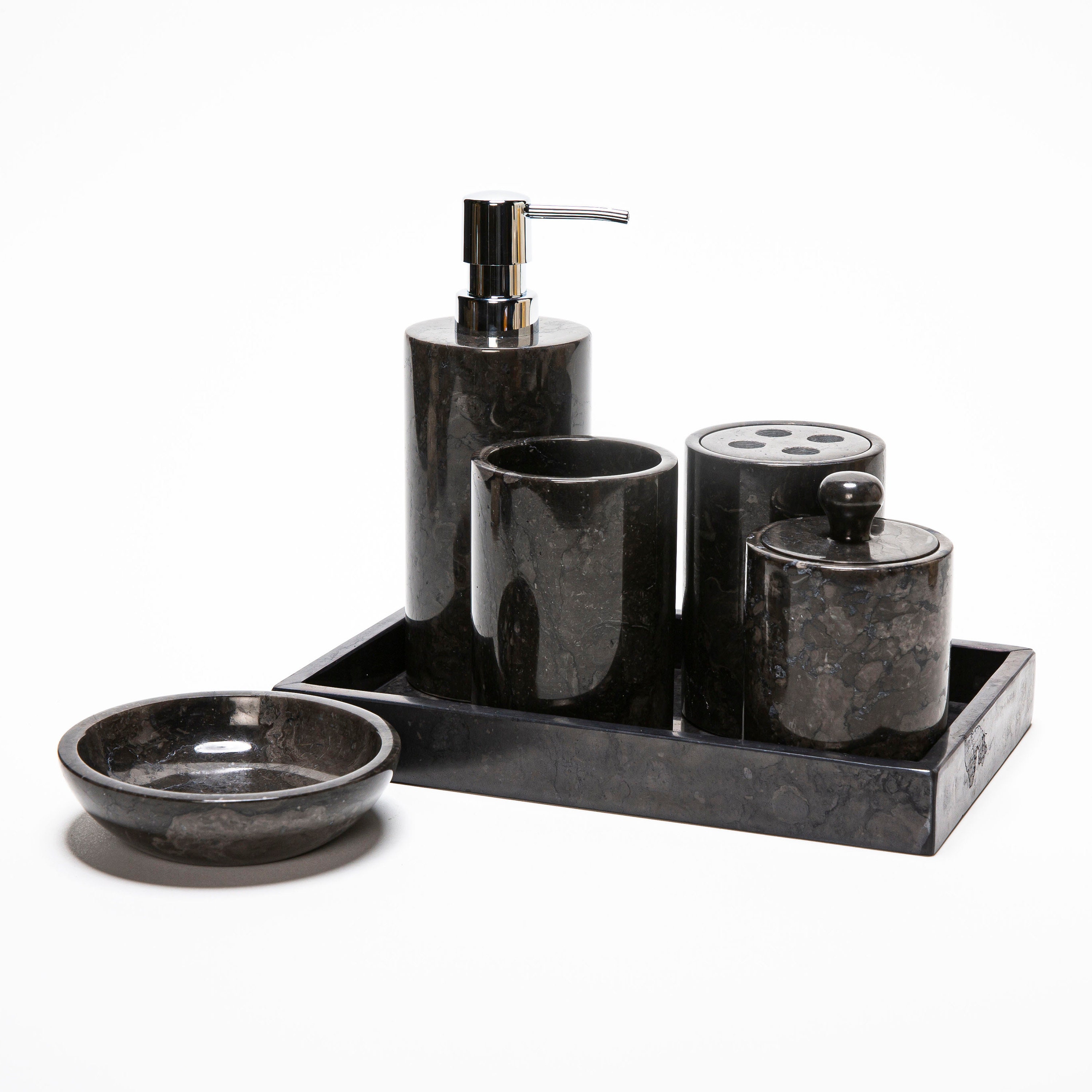 Modern Black Marble 5 Piece Bathroom Accessories Set Stone from China 