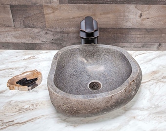 River Stone Vessel Sink Medium