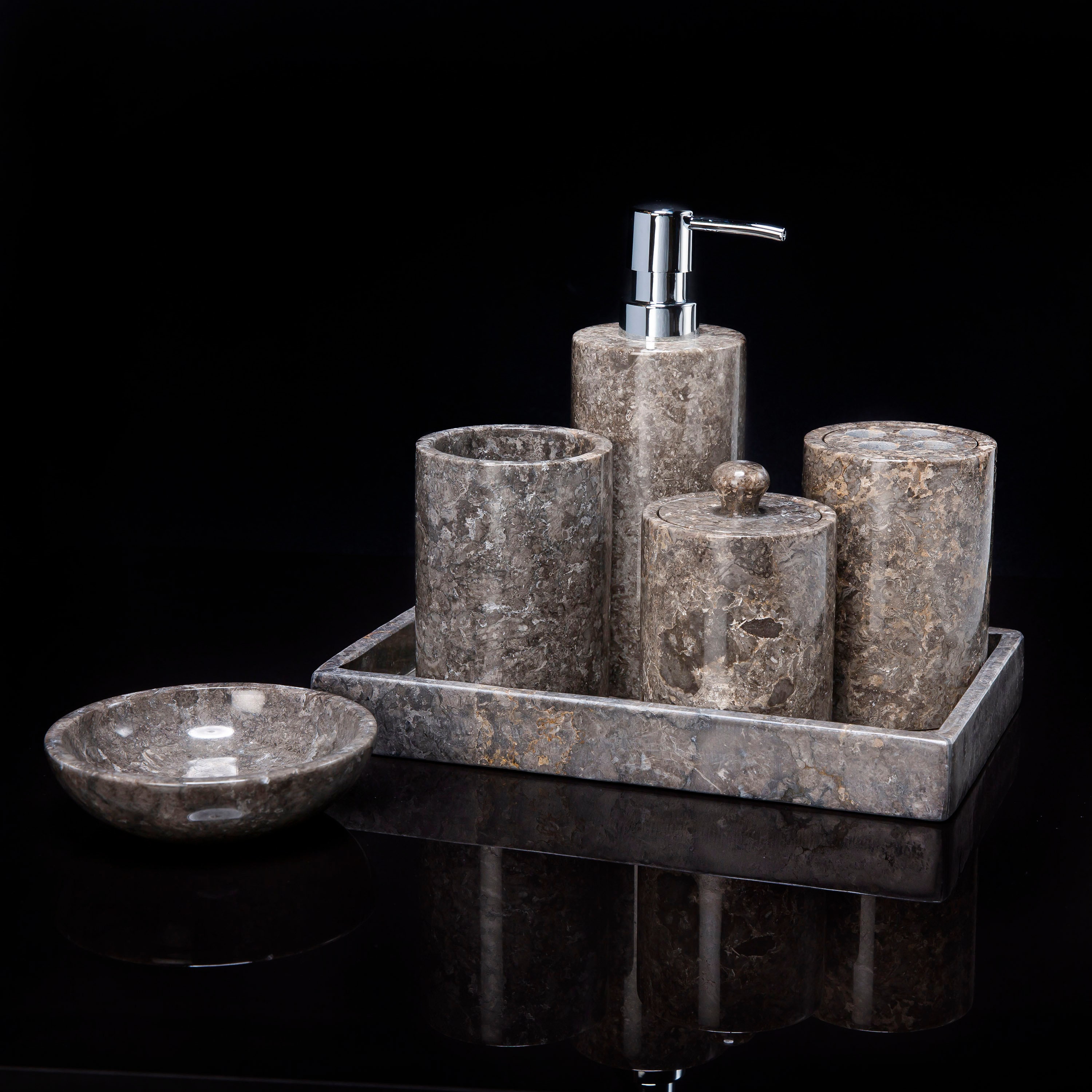 6 Piece Marble Bathroom Accessory Set Light Gray Etsy