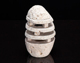 Natural Stone Tea Light Lantern, With Lid