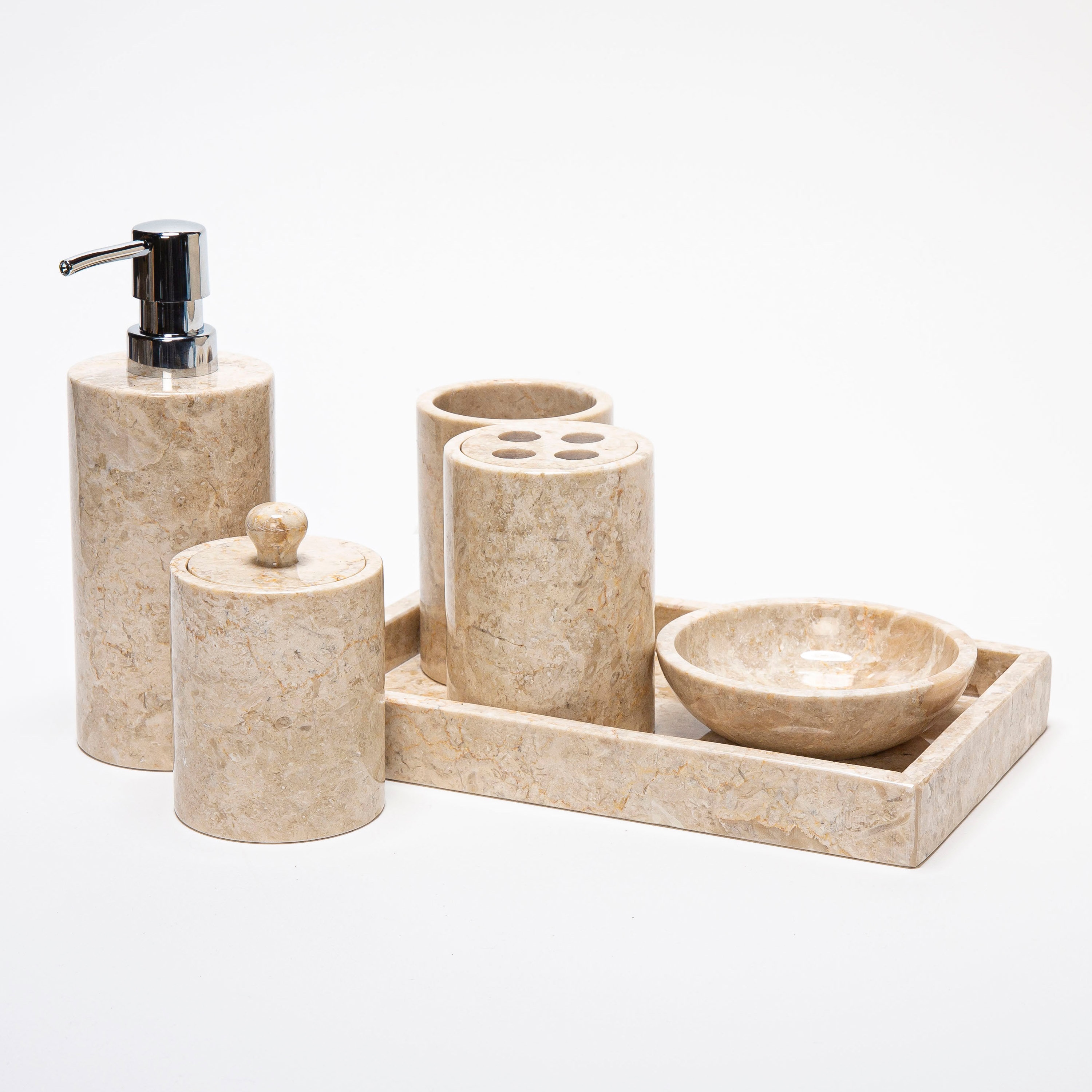 6 Piece Marble Bathroom Accessory Set Cream Etsy