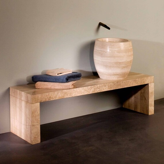 Stone Forest Sienna Tamburo Vessel Sink Vanity Set
