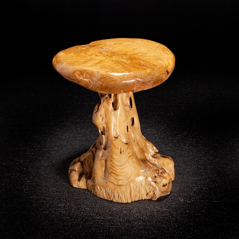 Live Edge Teak Root Seat / Side Table / Tree Stump Stool image 6