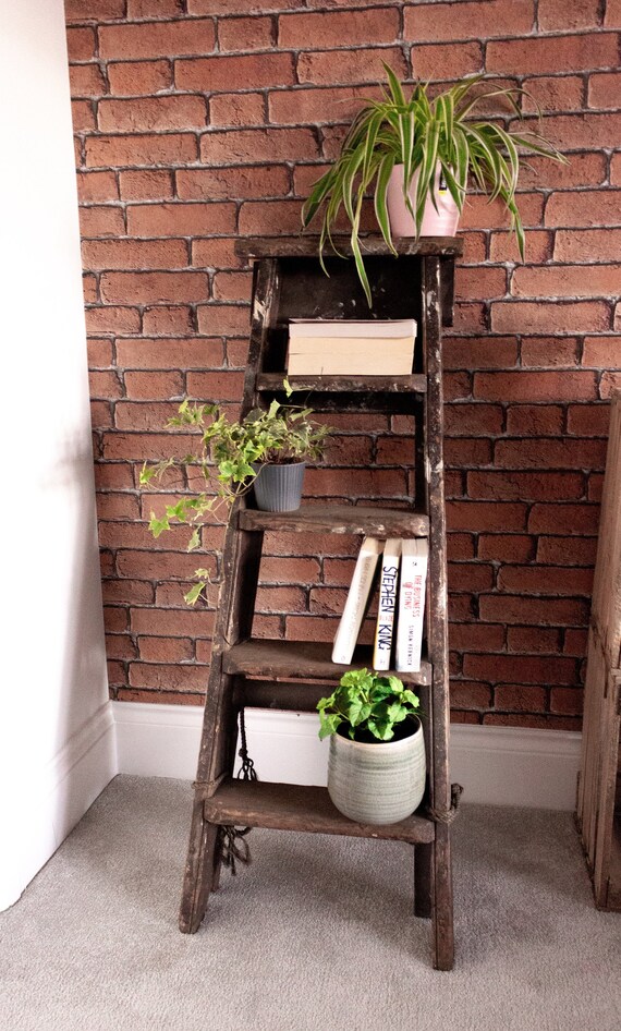 Sold Ladder Bookcase Vintage Step Ladder Upcycled Etsy