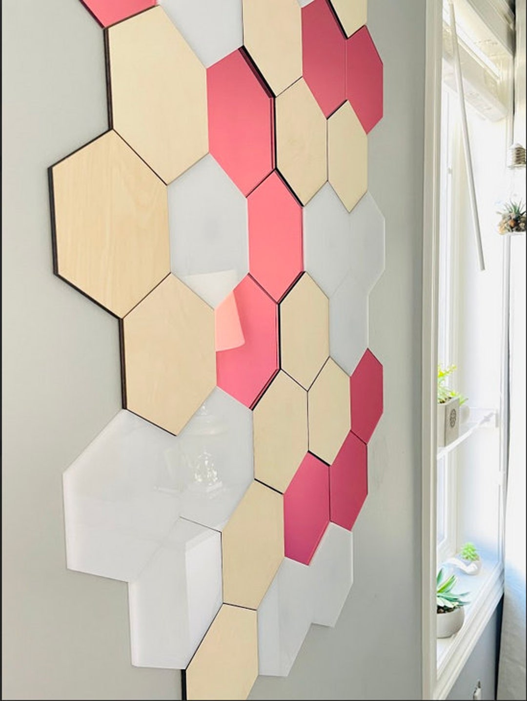 Unique Hexagon Wall Panel Tiles Easy DIY Installation for 3D