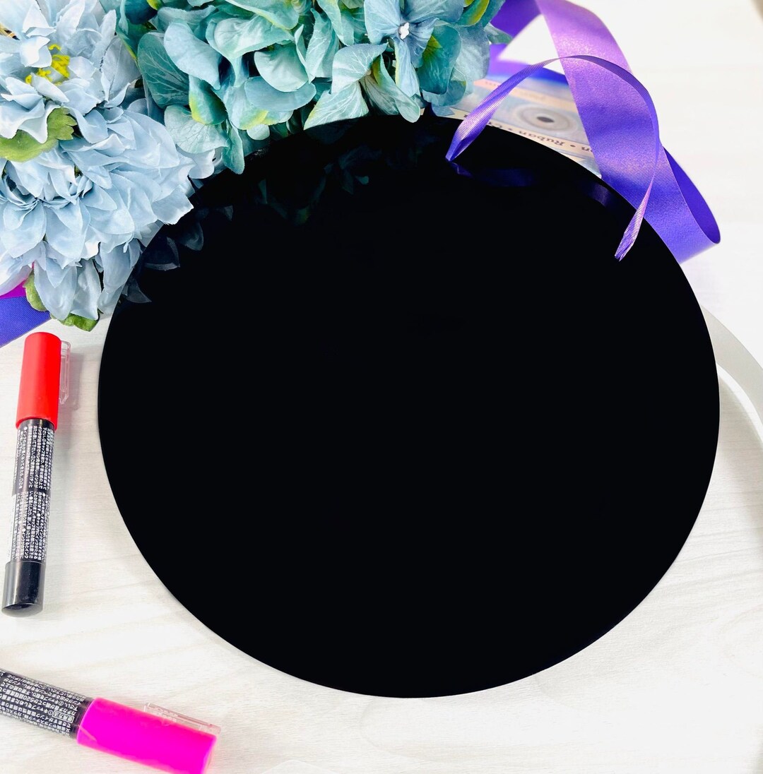 One Laser Cut BLACK Acrylic Blank Round Disc With TWO HOLES for Hanging