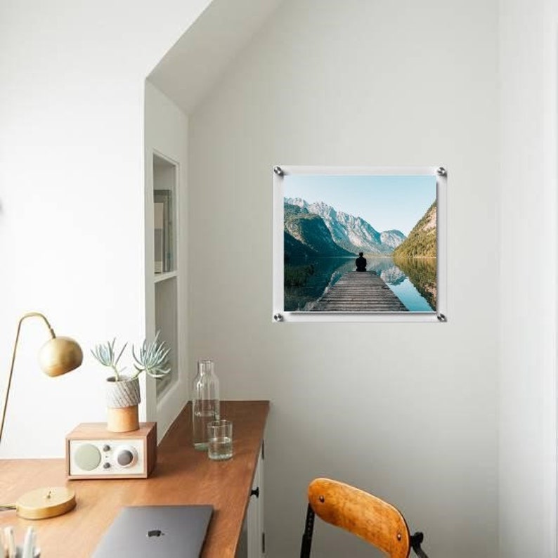 Clear Acrylic Wall Mount Floating Frameless Picture Frame 16 Etsy