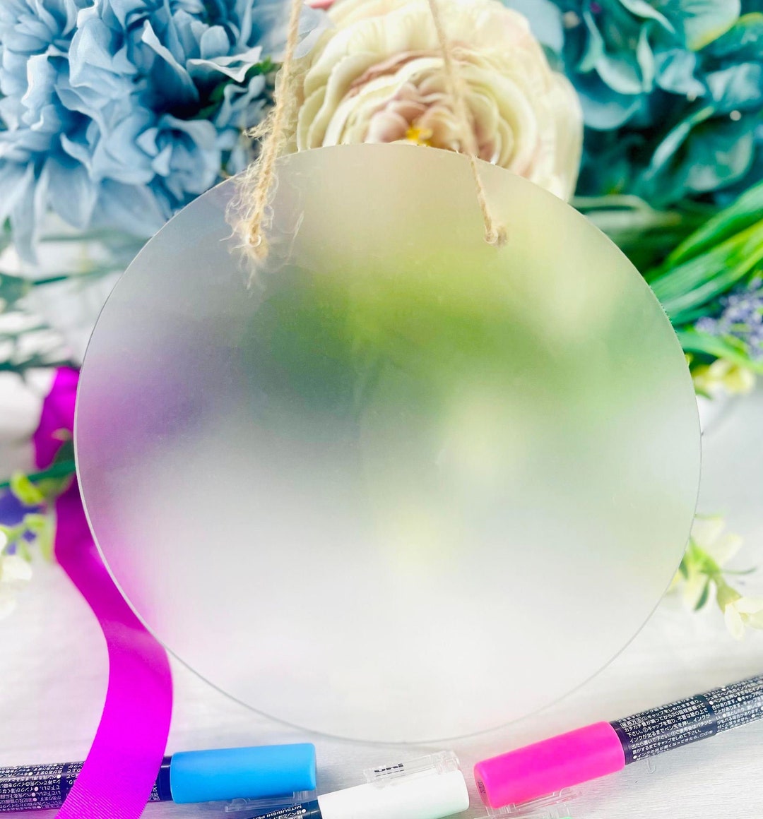 One Laser Cut FROSTED Acrylic Blank Round Disc With TWO HOLES for