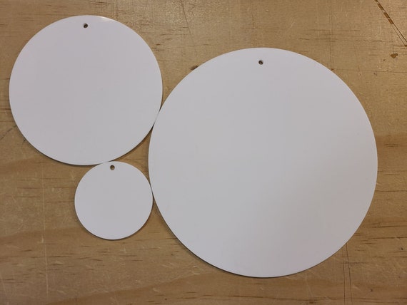 30 Laser Cut White Acrylic Blank Round Discs Smooth Edge