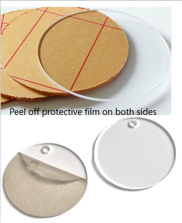 20PCS of Blank Clear Acrylic Round Circle with Two Holes,Plexiglass Laser  Cut Round Disc, DIY Accessory 1/8 Thickness (Clear, 3)