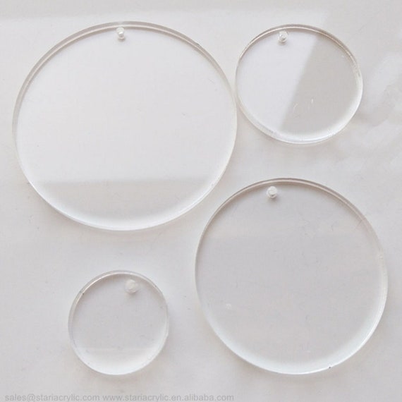 100 Laser Cut Clear Acrylic Blank Round Discs Smooth Edge Transparent Plexiglass Circles 1/8 inch (3 mm) with or Without Holes DIY Crafts Keychains
