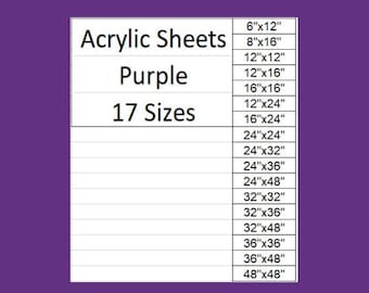 Purple Cast Acrylic Plexiglass Sheets 1/8” Thick (3mm) Easy to Cut Plastic Plexi Glass for Signs, DIY Displays, Crafts - 17 Sizes