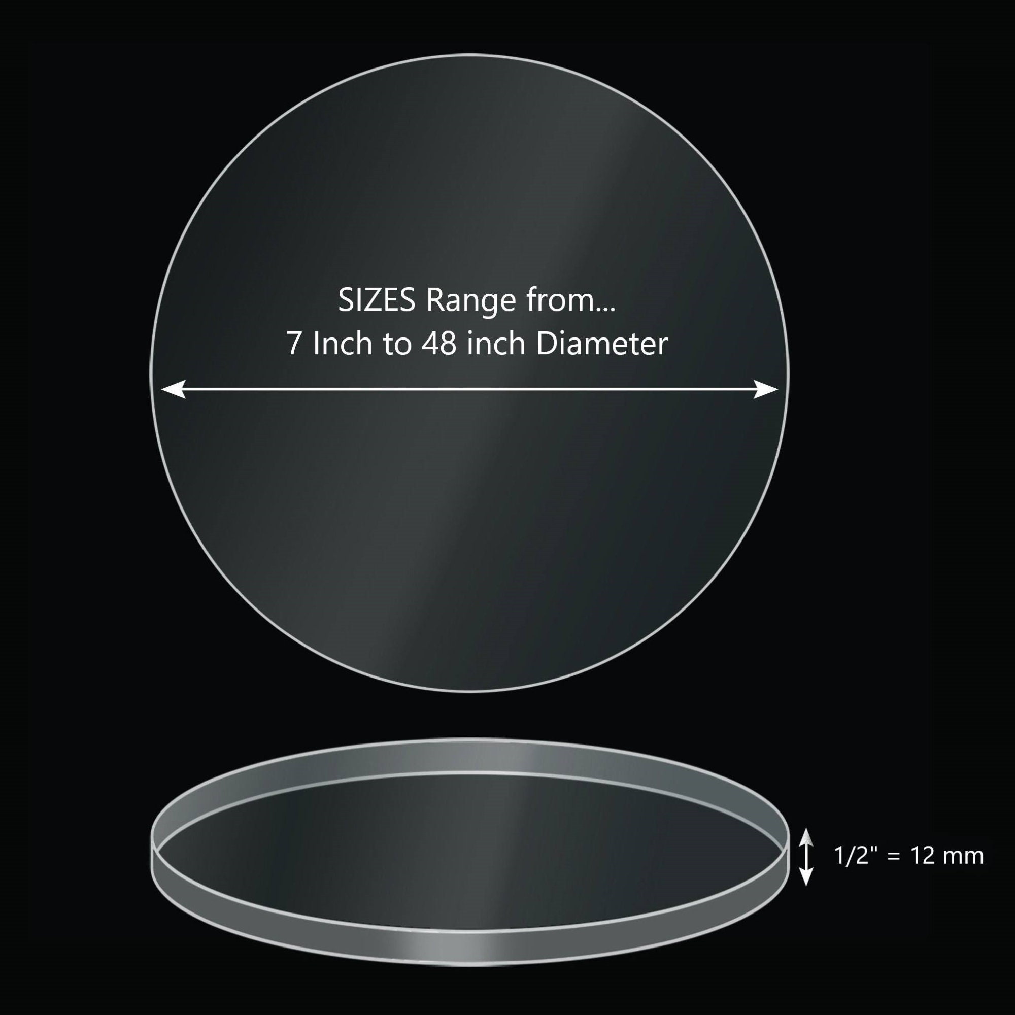 One Disque rond vierge en acrylique noir découpé au laser : cercle en  plexiglas à bord lisse de 6 mm d'épaisseur (50,8 cm de diamètre)