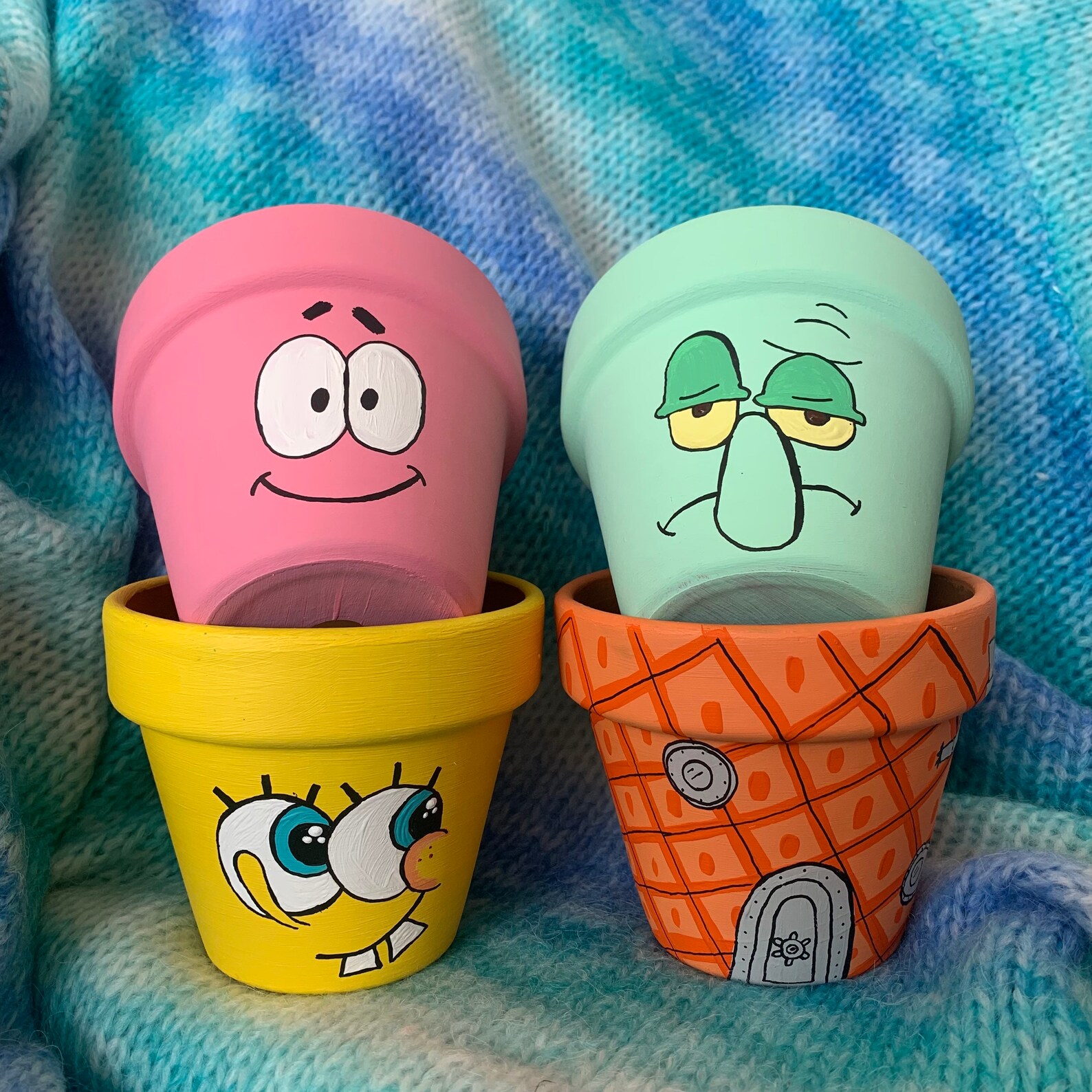 Hand Painted Spongebob Squarepants Plant Pot Etsy UK