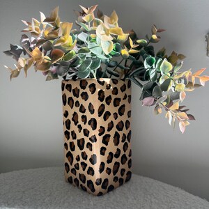 Leopard Print Ceramic Vase Hand Painted Funky Vase