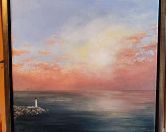 "Original Gemälde ""Corsewall lighthouse Schottland"" Acryl auf Leinwand von Susanne Klimt."