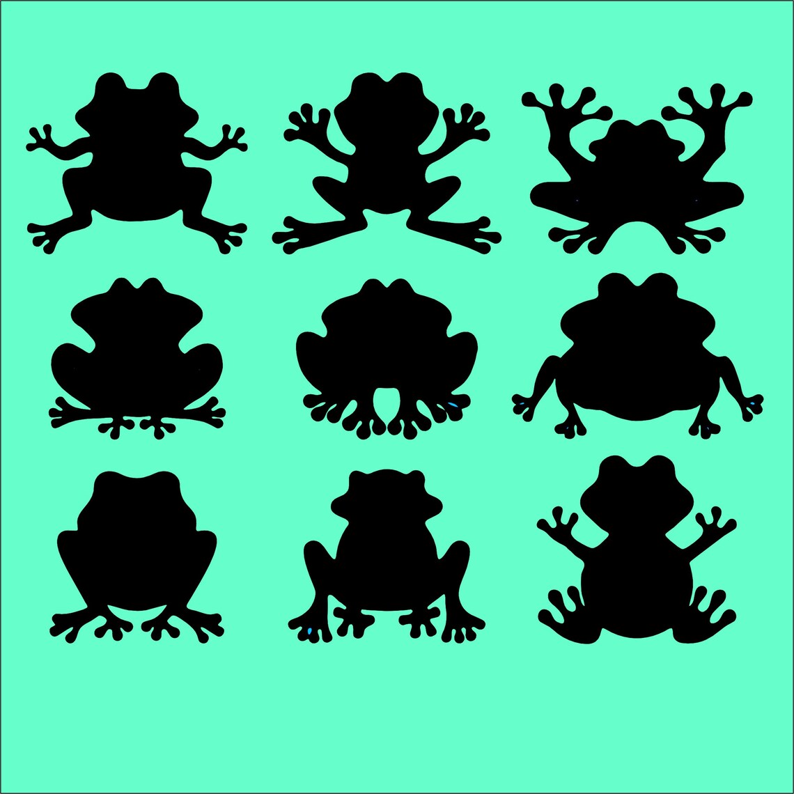 Frogs Set of 9 Vinyl Decal Stickers Window Stickers Wall Art Etsy