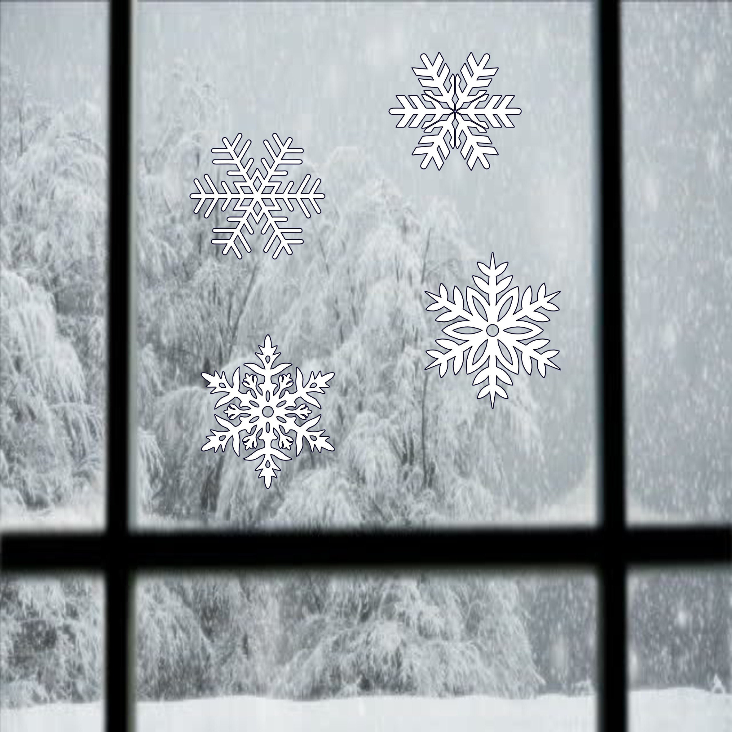 Snowflakes set of 4 vinyl decal stickers window stickers Etsy
