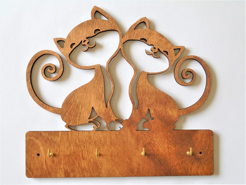 Wooden Cat Key Holder key Tidy Key Organiser Laser Cut Cute Etsy UK